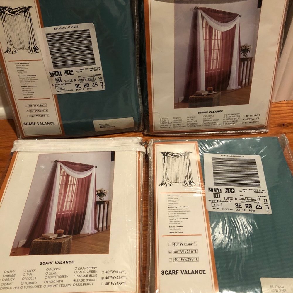 Scarf Valance Sheer Scarfs, Sage Brush Color